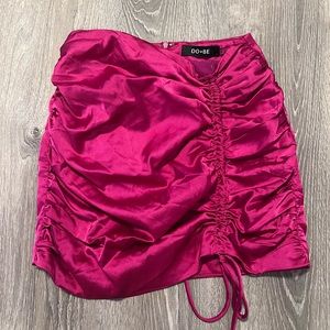 NWT Fuschia Satin Ruched Skirt